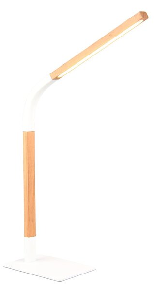 Biała lampa stołowa LED ze ściemniaczem i drewnianym kloszem (wys. 73,5 cm) Norris – Trio