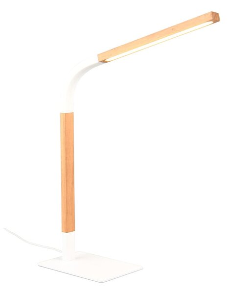 Biała lampa stołowa LED ze ściemniaczem i drewnianym kloszem (wys. 73,5 cm) Norris – Trio