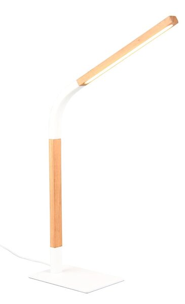 Biała lampa stołowa LED ze ściemniaczem i drewnianym kloszem (wys. 73,5 cm) Norris – Trio