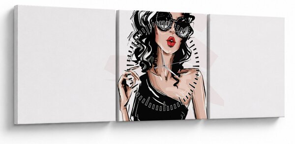 Obraz - Modna kobieta (z zegarem) (90x30 cm)