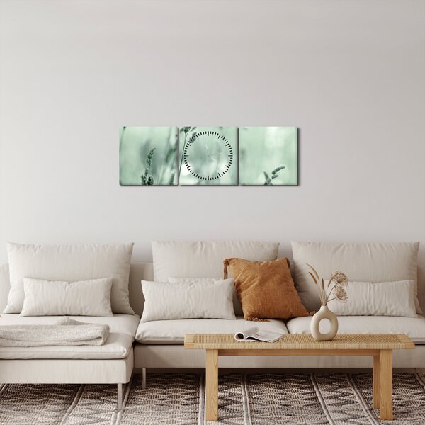Obraz - Zielona łąka (z zegarem) (90x30 cm)