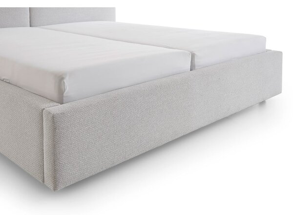 Jasnoszare tapicerowane łóżko dwuosobowe bez stelaża 140x200 cm Cube – Meise Möbel