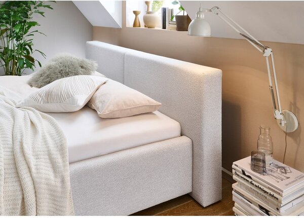 Jasnoszare tapicerowane łóżko dwuosobowe bez stelaża 140x200 cm Cube – Meise Möbel