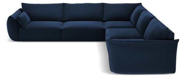 Ciemnoniebieski aksamitny narożnik Vanda – Mazzini Sofas
