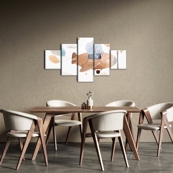 Obraz - Akwarela słoń w samolocie (125x70 cm)