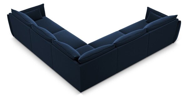 Ciemnoniebieski aksamitny narożnik Vanda – Mazzini Sofas