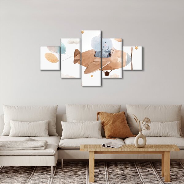 Obraz - Akwarela słoń w samolocie (125x70 cm)