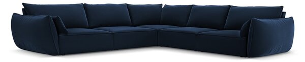 Ciemnoniebieski aksamitny narożnik Vanda – Mazzini Sofas