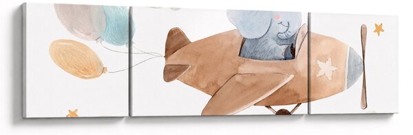 Obraz - Akwarela słoń w samolocie (170x50 cm)
