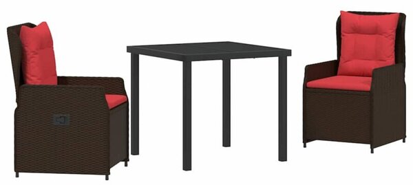 Zestaw Mebli Ogrodowych Komplet Jadalniany 3-Częściowy Brązowy Rattan Na Taras Balkon Ogród
