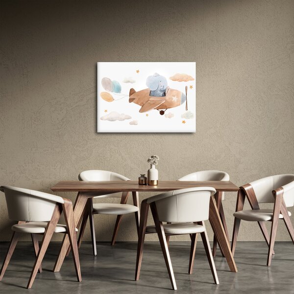 Obraz - Akwarela słoń w samolocie (70x50 cm)
