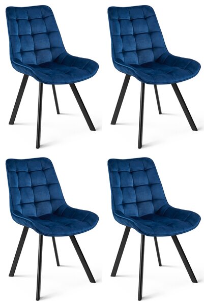 Krzesło do jadalni SORIA VELVET z czarnymi nogami, niebieskie