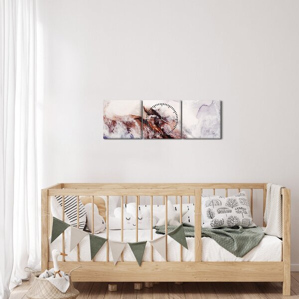 Obraz - Fioletowy marmur N⁰1 (z zegarem) (90x30 cm)