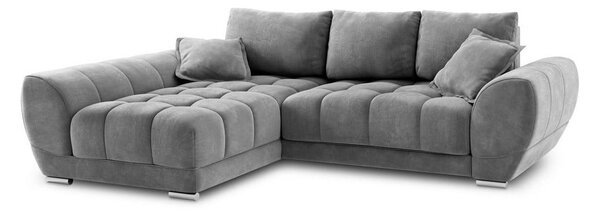 Szary rozkładany narożnik z aksamitnym obiciem Windsor & Co Sofas Nuage, lewostronny