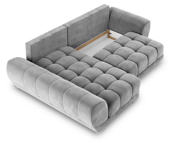 Szary rozkładany narożnik z aksamitnym obiciem Windsor & Co Sofas Nuage, lewostronny