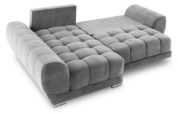 Szary rozkładany narożnik z aksamitnym obiciem Windsor & Co Sofas Nuage, lewostronny