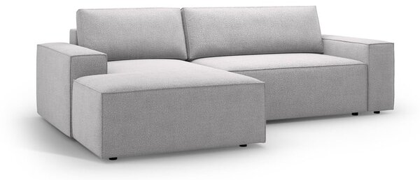 Jasnoszary rozkładany narożnik z materiału bouclé (lewostronny) Jodie – Micadoni Home