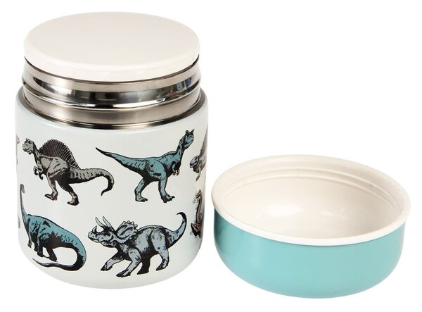 Niebiesko-kremowy termos na jedzenie dla dzieci 280 ml Prehistoric Land – Rex London