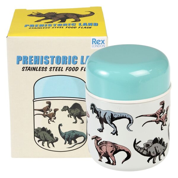 Niebiesko-kremowy termos na jedzenie dla dzieci 280 ml Prehistoric Land – Rex London