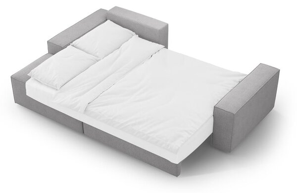 Jasnoszary rozkładany narożnik z materiału bouclé (lewostronny) Jodie – Micadoni Home