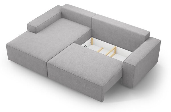 Jasnoszary rozkładany narożnik z materiału bouclé (lewostronny) Jodie – Micadoni Home