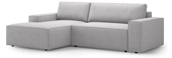 Jasnoszary rozkładany narożnik z materiału bouclé (lewostronny) Jodie – Micadoni Home