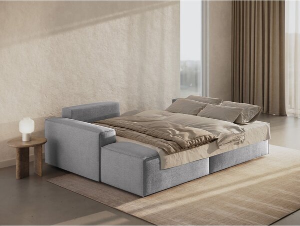 Jasnoszary rozkładany narożnik z materiału bouclé (lewostronny) Jodie – Micadoni Home