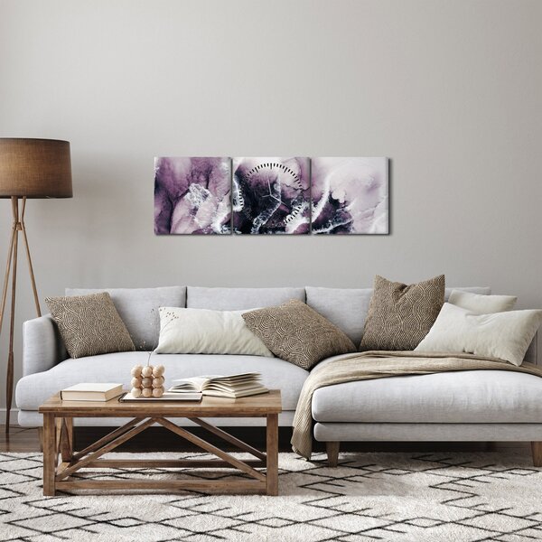 Obraz - Fioletowy marmur N⁰2 (z zegarem) (90x30 cm)