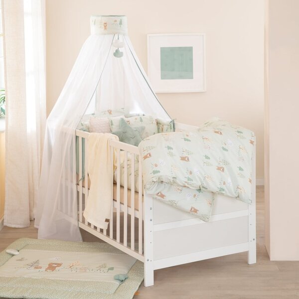 Jasnozielona bawełniana pościel dziecięca do łóżeczka 100x135 cm Woodland Buddies – Roba