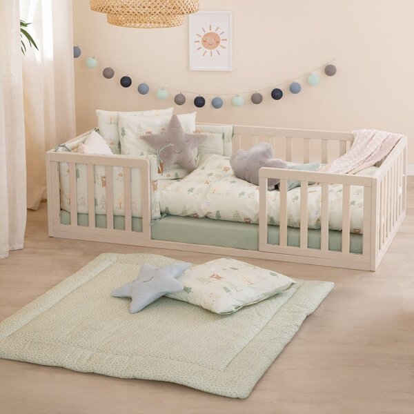 Jasnozielona bawełniana pościel dziecięca do łóżeczka 100x135 cm Woodland Buddies – Roba