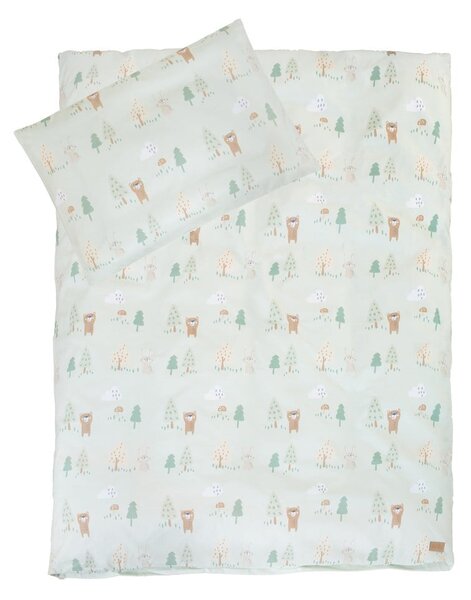 Jasnozielona bawełniana pościel dziecięca do łóżeczka 100x135 cm Woodland Buddies – Roba