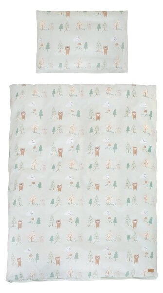 Jasnozielona bawełniana pościel dziecięca do łóżeczka 100x135 cm Woodland Buddies – Roba