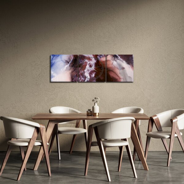 Obraz - Fioletowy marmur N⁰3 (z zegarem) (90x30 cm)
