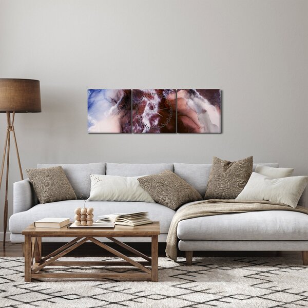 Obraz - Fioletowy marmur N⁰3 (z zegarem) (90x30 cm)