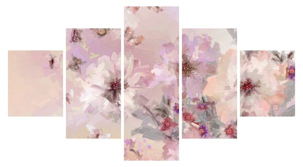 Obraz - Kolaż artystyczny z motylami (125x70 cm)