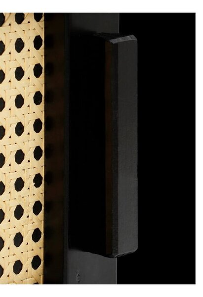 Czarna komoda z drewna sosnowego z rattanowymi drzwiczkami Støraa Jolene, szer. 90 cm