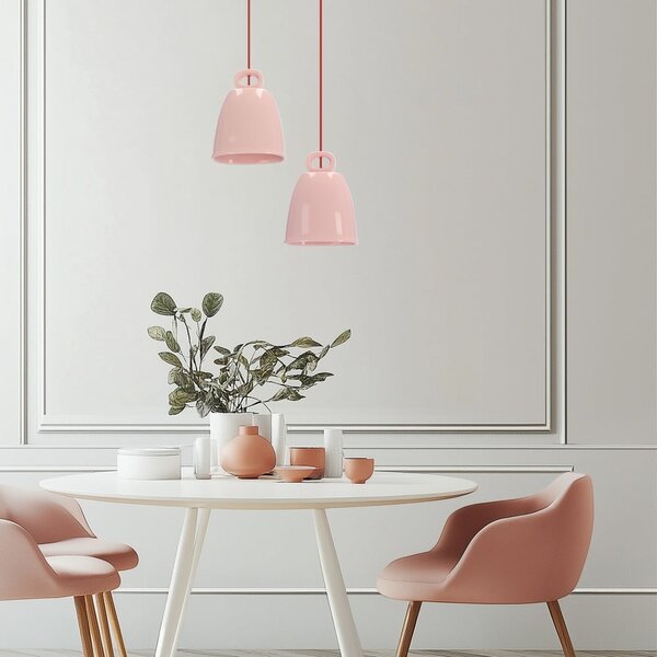 Różowy żyrandol dziecięcy z ceramicznym kloszem Sewilla – Candellux Lighting