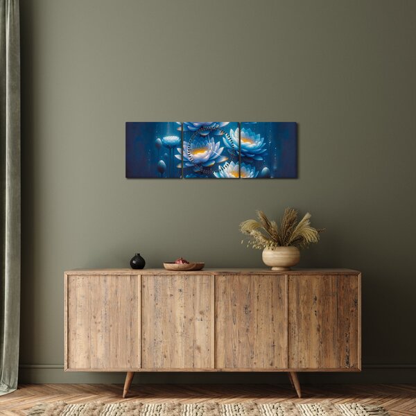 Obraz - Lilie wodne pod powierzchnią (z zegarem) (90x30 cm)