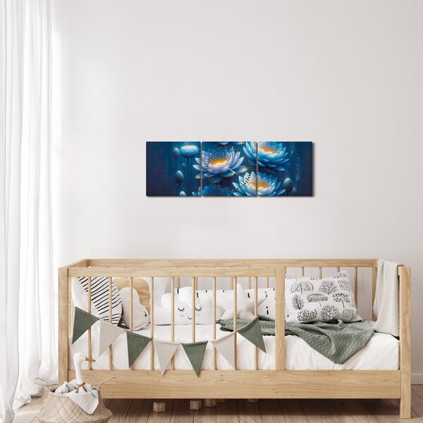 Obraz - Lilie wodne pod powierzchnią (z zegarem) (90x30 cm)