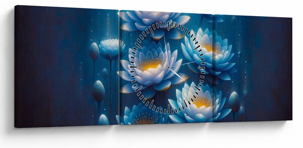 Obraz - Lilie wodne pod powierzchnią (z zegarem) (90x30 cm)