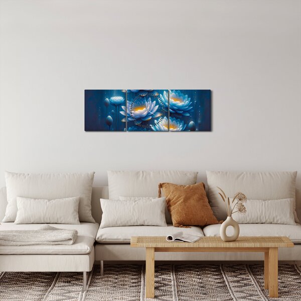 Obraz - Lilie wodne pod powierzchnią (z zegarem) (90x30 cm)