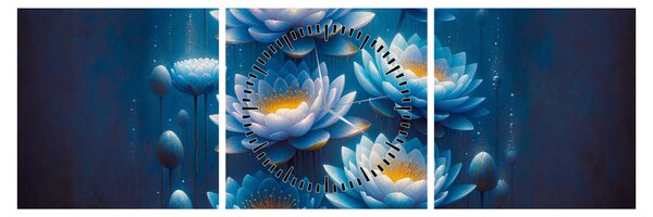 Obraz - Lilie wodne pod powierzchnią (z zegarem) (90x30 cm)