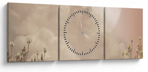 Obraz - Różowa pełnia księżyca (z zegarem) (90x30 cm)