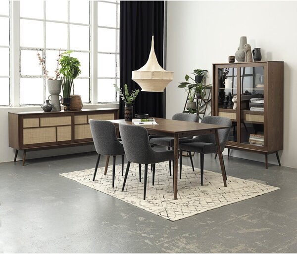 Ciemnobrązowa witryna w dekorze dębu z drzwiami przesuwnymi 110x160 cm Barrali – Unique Furniture