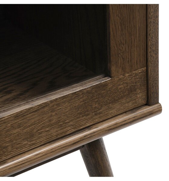 Ciemnobrązowa witryna w dekorze dębu z drzwiami przesuwnymi 110x160 cm Barrali – Unique Furniture