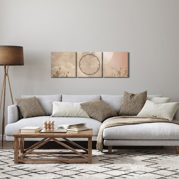 Obraz - Różowa pełnia księżyca (z zegarem) (90x30 cm)