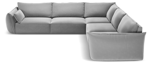 Jasnoszary aksamitny narożnik Vanda – Mazzini Sofas