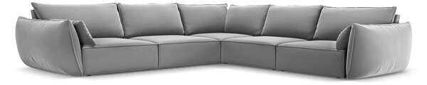 Jasnoszary aksamitny narożnik Vanda – Mazzini Sofas