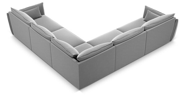 Jasnoszary aksamitny narożnik Vanda – Mazzini Sofas
