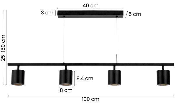 LAMPA WISZĄCA NOWOCZESNA CZARNA BOLT W4